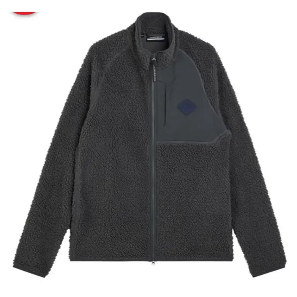 NWT J.Lindeberg Mens Zeke P Mild Layer Volcanic Ash (Gray), L, Fuzzy Full Zip,